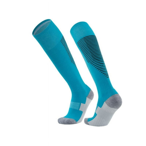 ERDOUY Football Socks, Adult Knee Length Non Slip Football Socks, Long Tube Striped Sports Socks Football Socks for Both Men and Women(Sky Blue)