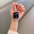 thumbnail image 2 of Band for Apple Watch 38/40/41/42mm(S10) for Women Girls, Sparkly Diamond Flower Metal Strap for iWatch Series 10 9 8 7 6 5 4 3 2 1 SE Ultra Elegant Stylish Bracelet Strap, Silver, 2 of 8