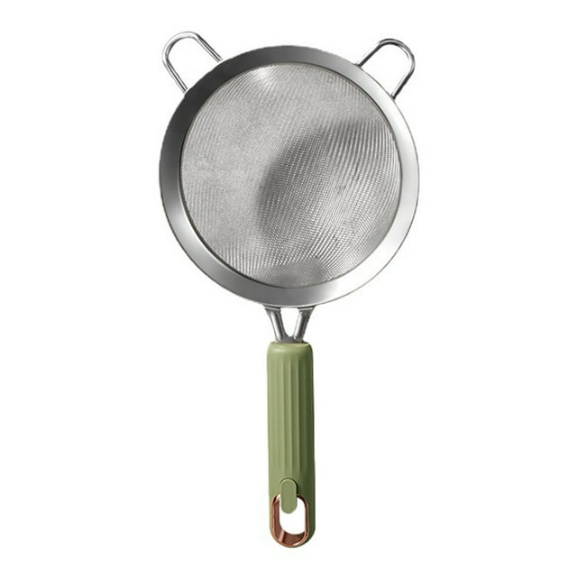 Colador de malla fina de acero inoxidable, tamiz de alambre para utensilios de cocina, color verde