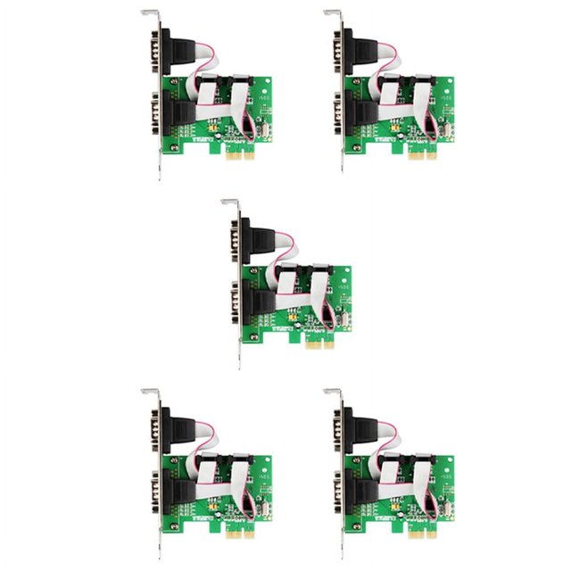 5X PCI Express 2 Puertos Serial RS232 Com Db9 Tarjeta Controladora PCI-E 1.0 x 1 Chip WCH382 con Soporte de Perfil Bajo