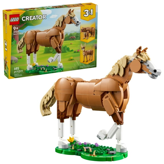 LEGO Creator 3 in 1 Beautiful Horse Building Toy for Kids - Building Blocks & Learning Toy for Girls & Boys, Ages 9 , - Create a Horse, Bear, or Deer Toy With 1 Set - Gift for Birthdays - 31166