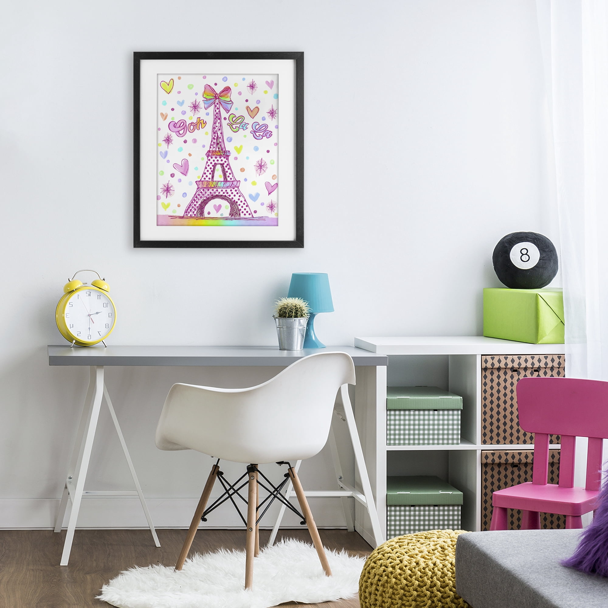 Stupell Industries Bright Pastels Eiffel Tower Black Framed Print Under Glass, design by Jess Stempel