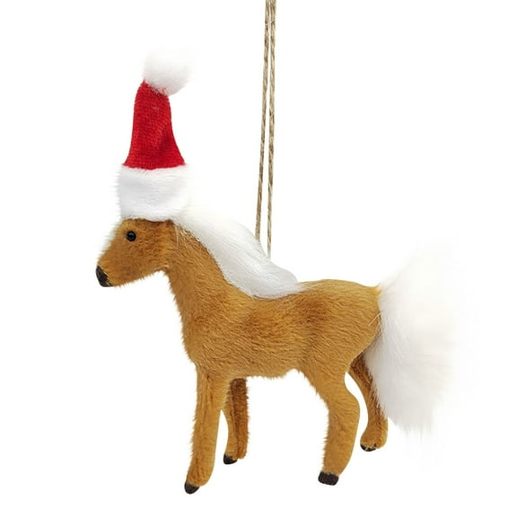 Aodebiao Christmas Horse Plush Toy Pendant Soft Simulation Pendant Hanging Decor for Room Party Gift Holiday Home Decoration Cute Animal Friend