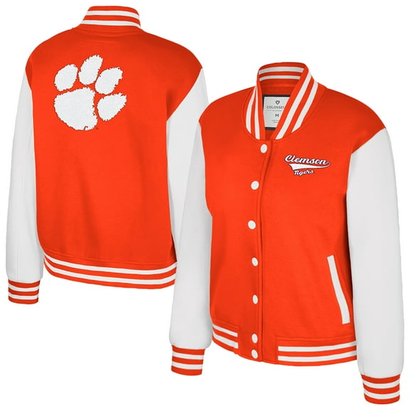 Women's Colosseum Orange Clemson Tigers French Baguette Full Snap Fleece Jacket