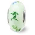 thumbnail image 2 of Ster.Silver Reflections Hand Painted Larkspurs July Fenton Glass Bead; for Adults and Teens; for Women and Men, 2 of 3