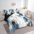 thumbnail image 3 of jejeloiu Ancient Splashing Ink 7-Piece Twin Bedding Sets,Blue White Gold Bedding Comforter Set For Men Women Reversible, 3 of 8