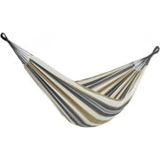 The Hamptons Collection 144 Gray and Gold Striped Two Person Brazilian Style Hammock