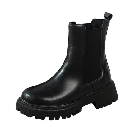 OJSFQUFP Non Slip Shoes for Women Fashion Trendy Solid Color Chimney Boots for Women Comfortable Work Shoes for Women Wide Calf Rain Boots for Women Black 35