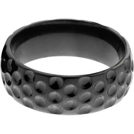 8mm Half-Round Black Zirconium Ring with a Milled Golf Ball Dimple Design