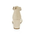 thumbnail image 2 of BLISSFUL STEP Women's Shoes Open Toe Mid Block Heel Ankle Strap Faux Suede Sandals Beige 6, 2 of 8