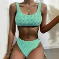 thumbnail image 2 of Swimsuits for Women,Women's Bikini Solid Set Swimsuit Two Piece Filled Soild Swimwear Beachwear Green M(M), 2 of 9