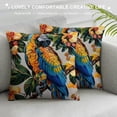 thumbnail image 3 of GOSMITH Leaf Throw Pillow Cover Parrot Bird Plant Flower Petals Hand Drawn Green Decorative Square Big Washable Soft Patterned Sofa Outdoor Bed Dorm Living Room Pillow Cases White, 3 of 5
