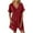 Red, variant on Feancey Womens Linen Romper Shorts Summer Roll-up Short Sleeve V Neck Jumpsuits Loose Fit Casual Beach Vacation Overalls with Pockets Light Blue L