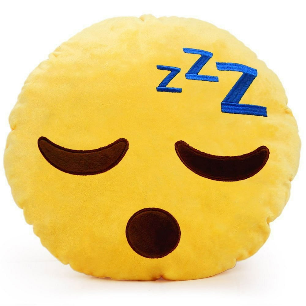 Sleeping Zzz Emoji Pillow 12.5 Inch Large Yellow Smiley Emoticon