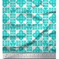 thumbnail image 1 of Soimoi Green Cotton Duck Fabric Triangle Art Geometric Print Sewing Fabric Yard 42 Inch Wide, 1 of 3