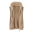 thumbnail image 4 of Lovskoo 2024 Womens Fuzzy Fleece Vest Cozy Sleeveless Winter Warm Vests with Pocket Zip Up Hooded Waistcoat Outerwear Khaki, 4 of 6