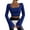 Royal Blue, variant on Women´s Flare Long Sleeve Crop Tops, Solid Color Ribbed Square Neck Lettuce Hem Show Navel T-Shirts