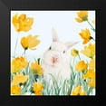 thumbnail image 2 of Loreth, Lanie 15x15 Black Modern Framed Museum Art Print Titled - White Bunny Amongst Yellow Flowers, 2 of 5