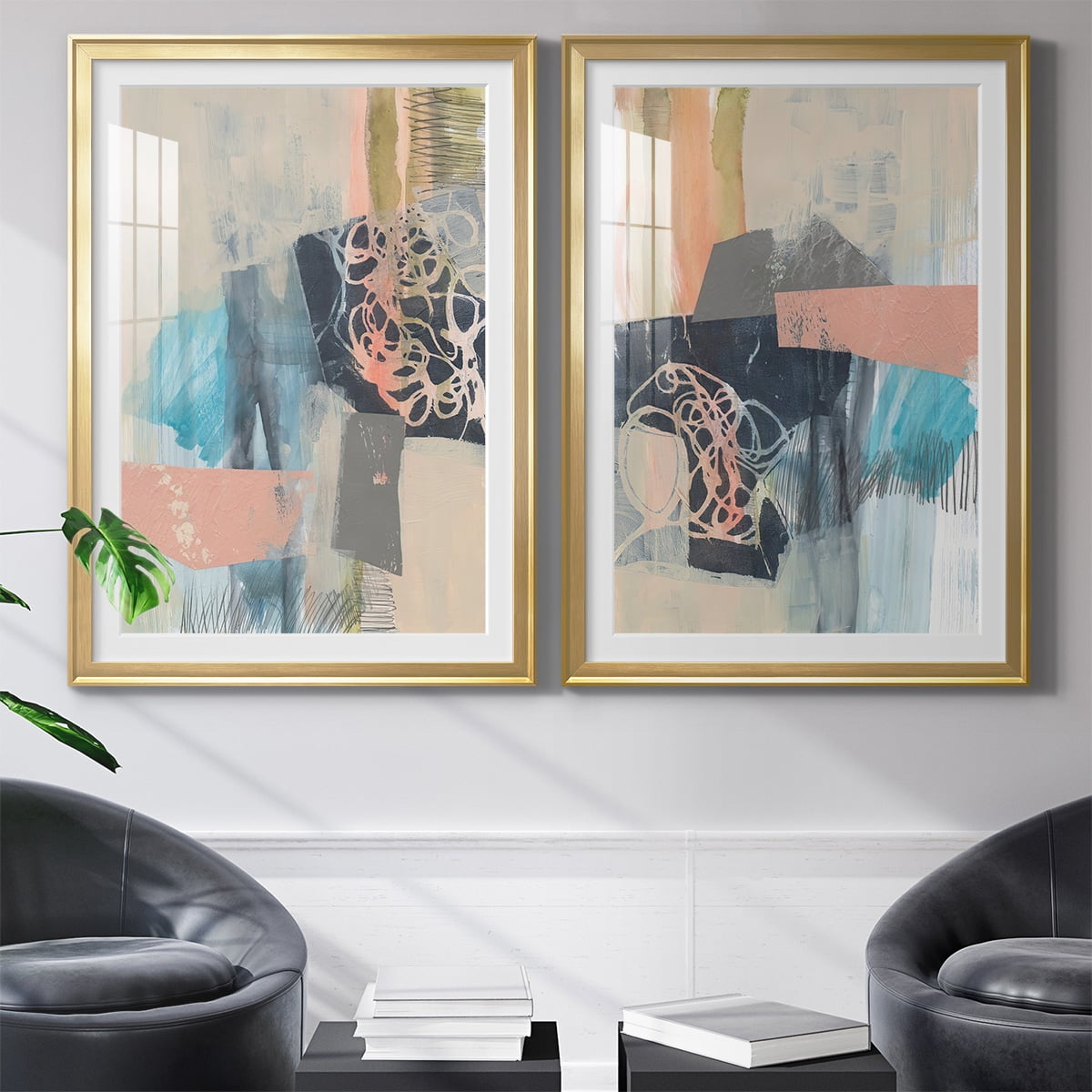 Wexford Home Reductive I Premium Framed Print, 30.5" x 42.5" - Ready to Hang, Gold (Set of 2)