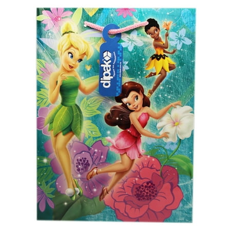 Disney Fairies Tink, Iridessa, and Rosetta Teal Floral Medium Size Gift Bag