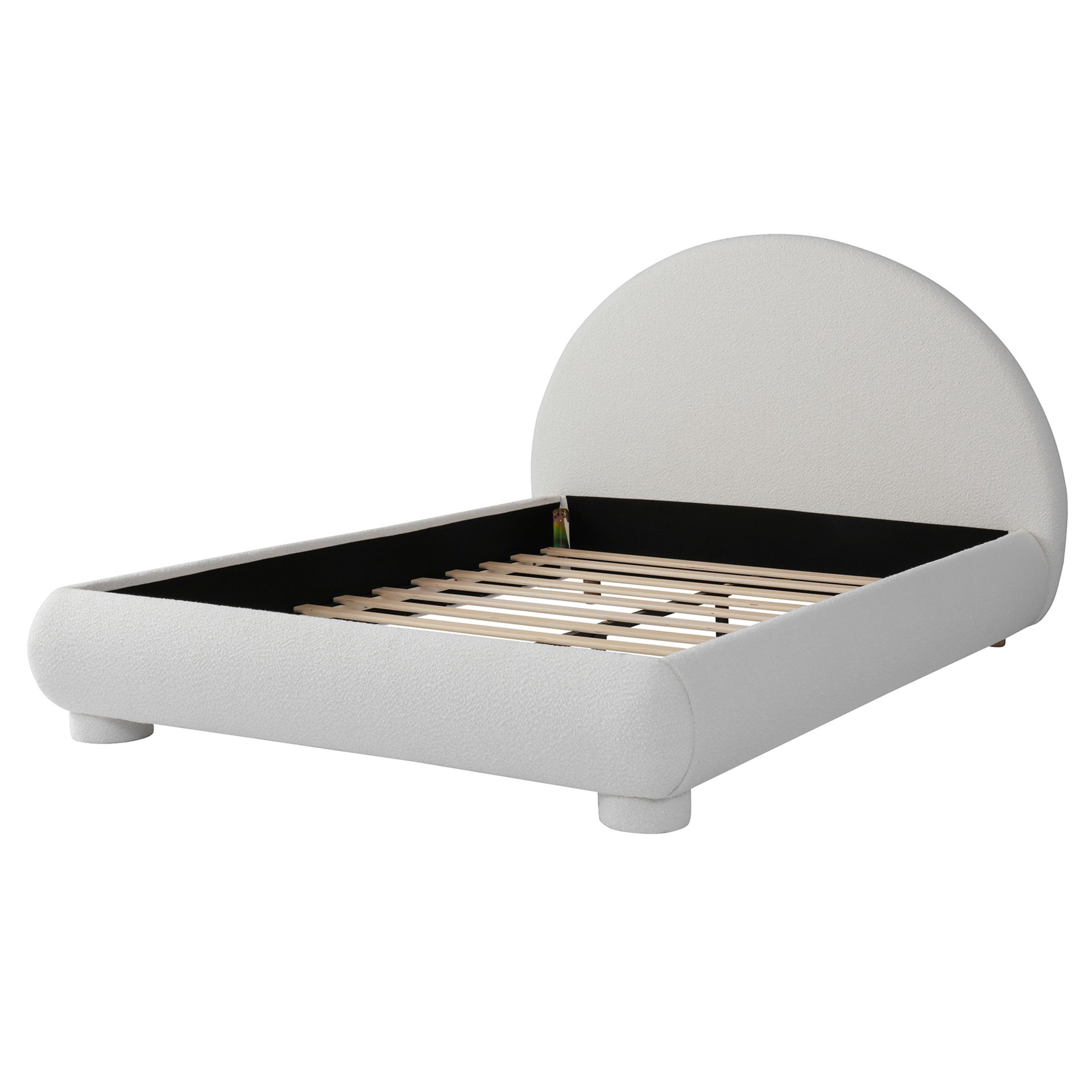 Christopher Knight Home Modern Boucle Upholstered Platform Bed with Arched Headboard, Full Size, White