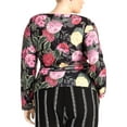 thumbnail image 2 of Rachel Roy Womens Floral Tie Waist Top Pullover Blouse, Black, Plus Size, 2X, 2 of 2