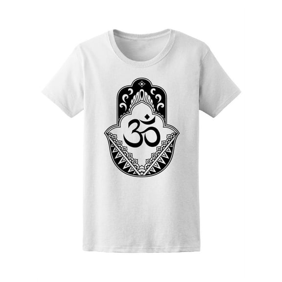Hamsa Hand Om Symbol Mandala T-Shirt Women -Image by Shutterstock, Female XX-Large
