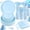 Blue, variant on 350 Pcs Pink Paper Plates and Napkins - 50 Guest Light Pink Party Supplies Include Scalloped Plates Cups Plastic Spoons Forks Knives for Baby Shower Birthday Party