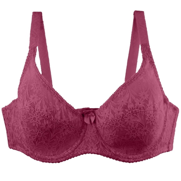 Timegard Wireless Bras for Women Plus Size Flower Lace Breathable Adjustable Strap Solid Color Thin Bras