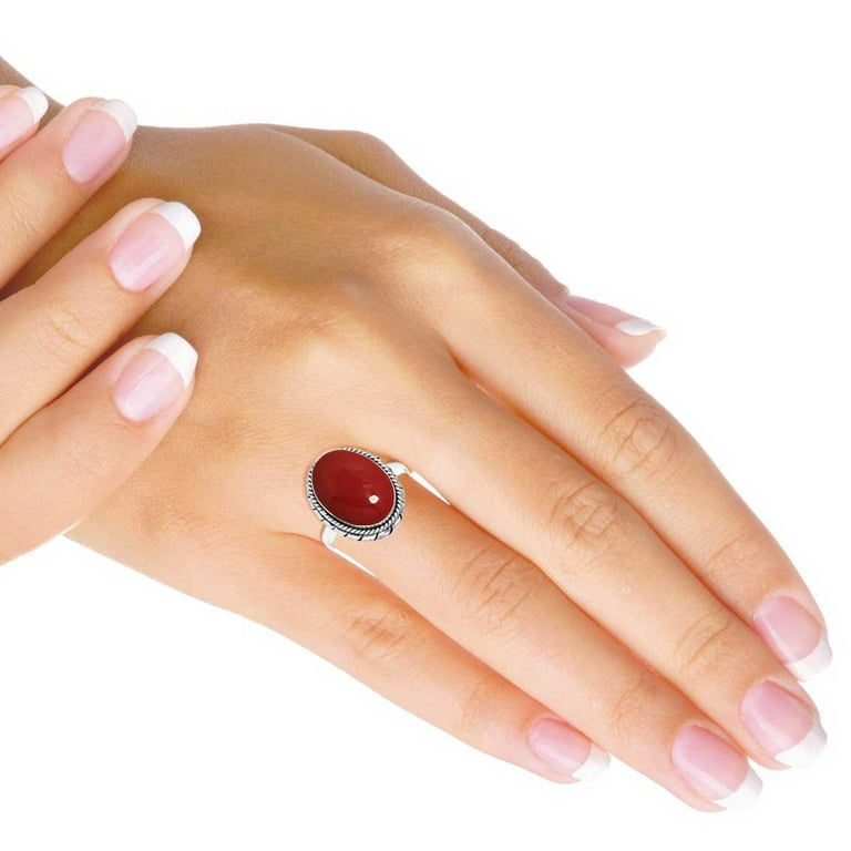 Natural Red Stone Ring, Natural Garnet Ring, S925 Silver Ring, Red Rub –  Shanali Jewelry