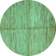 thumbnail image 1 of Ahgly Company Machine Washable Indoor Round Abstract Turquoise Blue Modern Area Rugs, 6' Round, 1 of 4