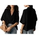 thumbnail image 3 of Blusa Informal Elegante para Mujer, de Negocios, de Corta, con Cuello en V y Tapeta, Color Negro, Talla XL, 3 of 8