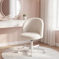 thumbnail image 4 of CELTOSS Home Office Desk Chair, Cute Teddy Fabric Swivel Vanity Stool, Mid Back Adjustable Armless Task Chair with Wheels, White, 4 of 11