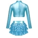 thumbnail image 4 of Niños Niñas Ballet Jazz baile de hip hop traje de actuación Top corto metálico brillante con volantes escalonados falda culottes cortos, 4 of 5