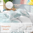 thumbnail image 2 of 3 Piece Teal Green Coastal Turtle Duvet Cover Set California King,Microfiber Comforter/Quilt Cover with Corner Ties and 2 Pillowcases,Ocean Coral Nautical All Season Soft Bedding with Zipper Closure, 2 of 8