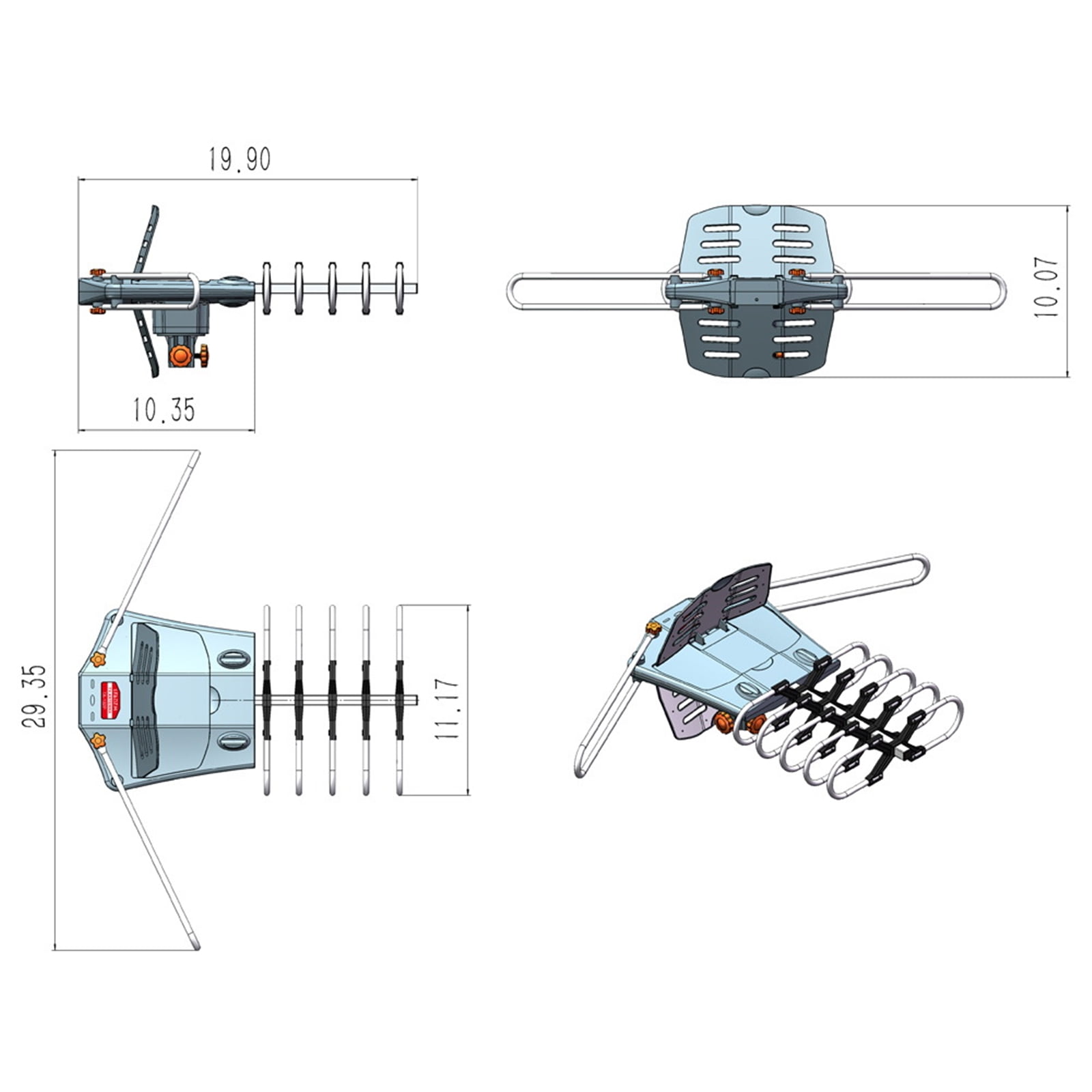 360°UV Dual-band Outdoor Antenna US Plug 28-36dB