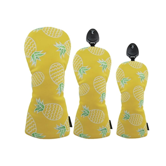 koolsoo 3 Pcs Housse de Tête de Golf Mode Housse de Golf pour Adultes Hommes Femmes Sports Jaune