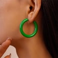 thumbnail image 2 of Minimalist Half Huggie Hoop Earrings for Women Acrylic Lightweight Chunky C Shaped Open Hoops Round Tube Stud Earrings Fashion Vintage Y2K Holiday Party Jewelry for Mother, 2 of 12