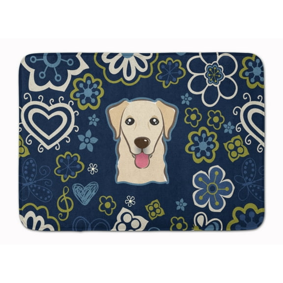 Carolines Treasures BB5103RUG Blue Flowers Golden Retriever Machine Washable Memory Foam Mat 19 X 27" multicolor