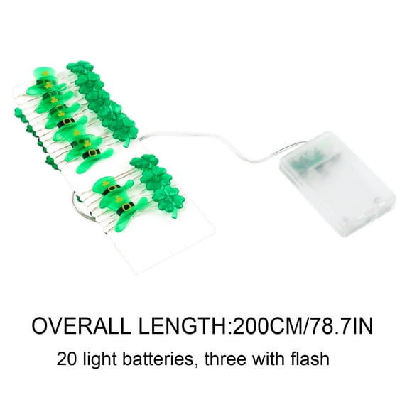 tumgatte Hat Lights St. Patrick's Day Decorations Green String Lights Battery Power Indoor Outdoor Home LED Light Flash Deal