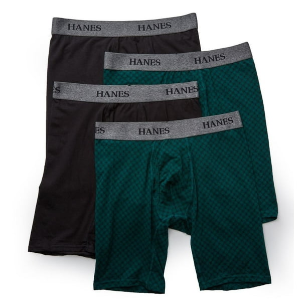 Hanes Men's Hanes U9BLA4 Stretch Long Leg Assorted Boxer Briefs 4 Pack (Assorted S