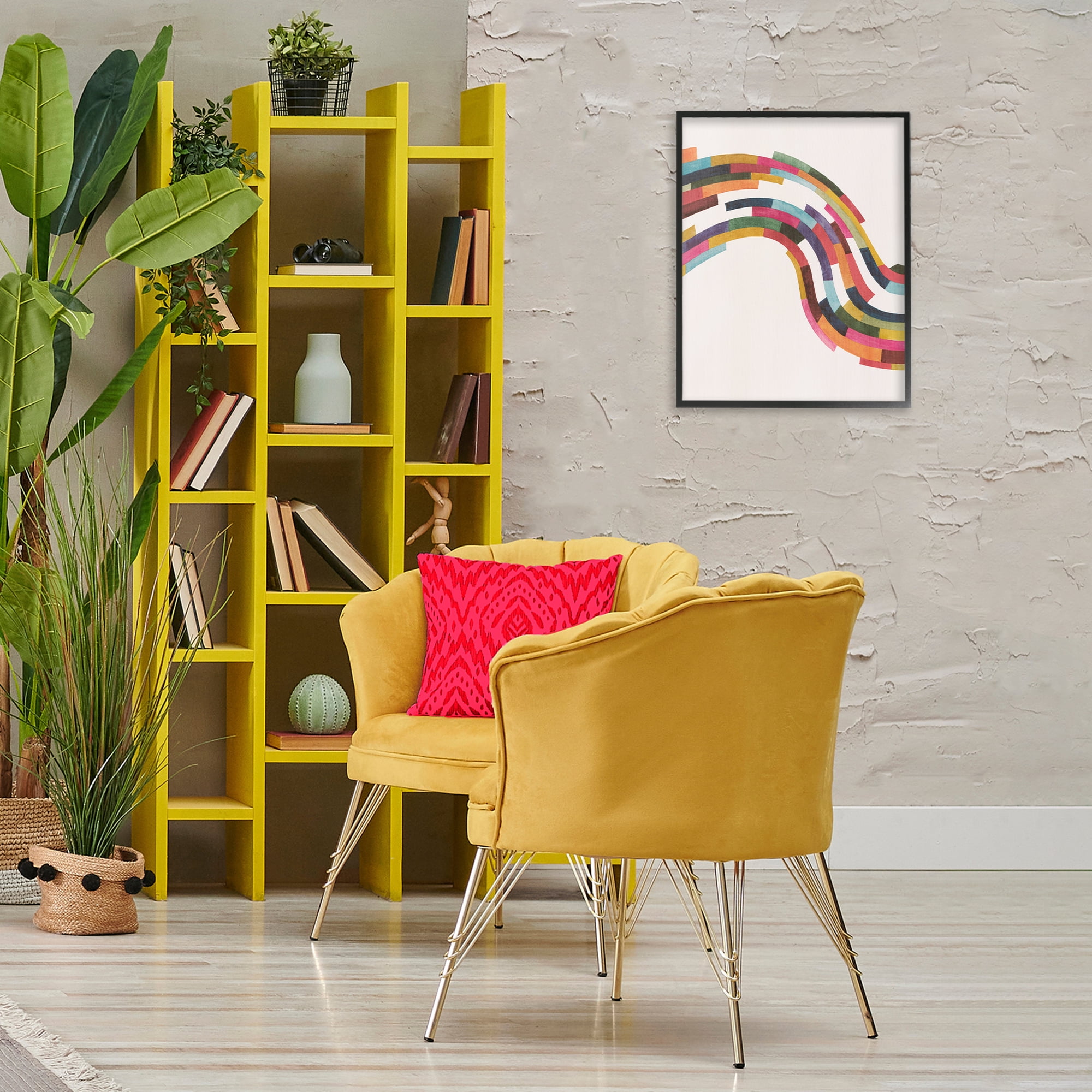 Stupell Industries Modern Geometric Wave Design Abstract Painting Black Framed Art Print Wall Art, 16 x 20