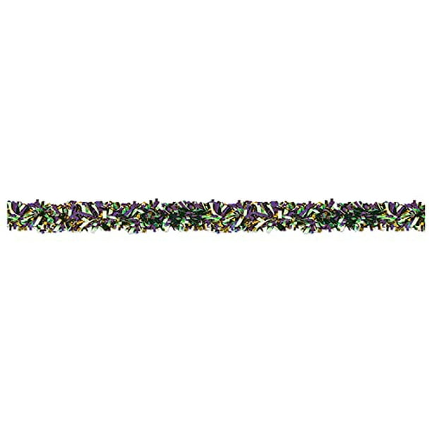 Beistle Festooning Métallique Accessoire de Guirlande de Fête, Décorations de Mardi Gras, 4" x 15', Or/vert/violet