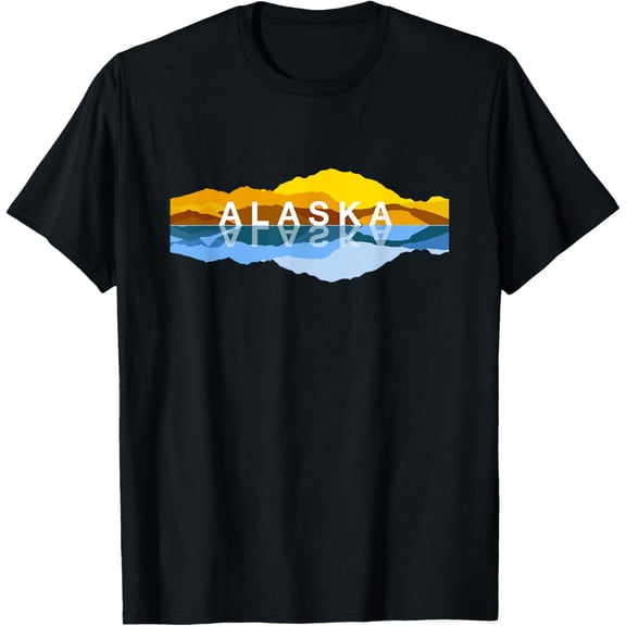 Alaska Mountain Reflections - Denali Mountain Souvenir T-Shirt men and women can wear, black, white, gifts