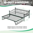 thumbnail image 3 of PAPROOS Daybed with Trundle Included, Twin Size Metal Daybed Frame with Pull out Trundle Bed, No Box Spring Needed, Black, 3 of 9