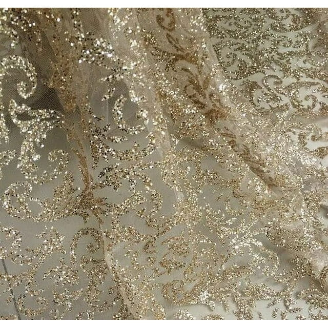 Paillettes Poudre Sequins Floral Transparent Dentelle Tulle Tissu Robe de Soirée Robe de Performance Tissu de Couture 0.5yard