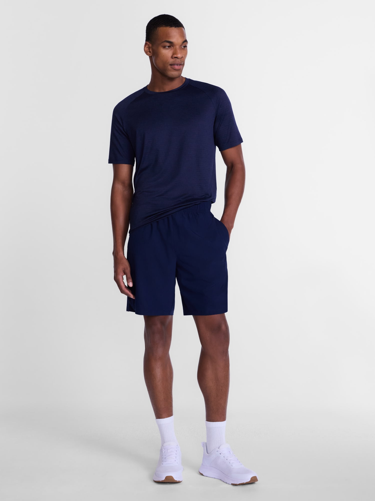 Athletic Works Men's Tonal Stripe Workout Shirt with Short Sleeves, Sizes XS-4XLT