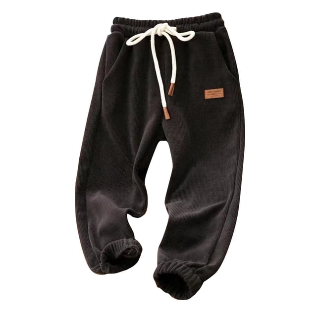 Odeerbi 4-13 Años Boys Corduroy Sweatpants Entrenamiento Deportes Jogger Pantalones Cintura Elástica Correa Suelta de Tobillo Joggers Con Bolsillos