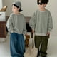 thumbnail image 4 of Suéter para niño y niña, otoño 2024, estilo coreano, rayas, etiquetado, cuello redondo, ocio, cómodo, moderno, lindo, simple, 4 of 5