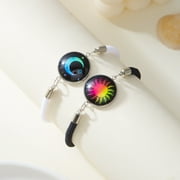 2-Pack Magnetic Sun & Moon Bracelets – Luminous Couples Jewelry for Long-Distance Love, Matching His Hers Bracelets, Romantic Gift for Anniversary Valentine Day